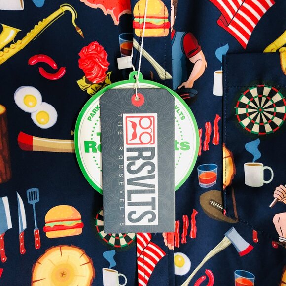 RSVLTS Parks and Recreation Button Up Shirt Men's Medium Ron Swanson Pawnee NWT - Picture 4 of 8